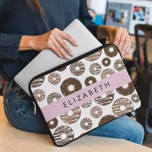 Chocoladedonuts, karameldonuts, ijs, Jouw naam Laptop Sleeve