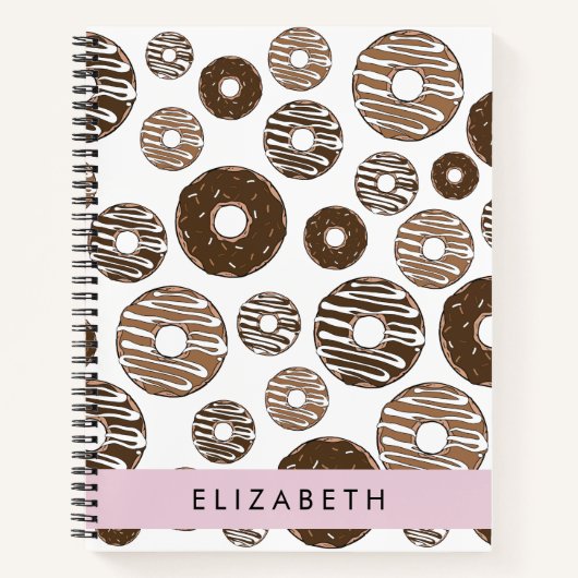Chocoladedonuts, karameldonuts, ijs, Jouw naam Notitieboek (Voorkant)