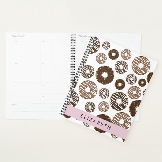 Chocoladedonuts, karameldonuts, ijs, Jouw naam Planner (Display)