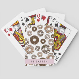 Chocoladedonuts, karameldonuts, ijs, Jouw naam Pokerkaarten