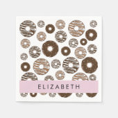 Chocoladedonuts, karameldonuts, ijs, Jouw naam Servet (Voorkant)