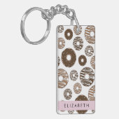 Chocoladedonuts, karameldonuts, ijs, Jouw naam Sleutelhanger (Voorkant Links)