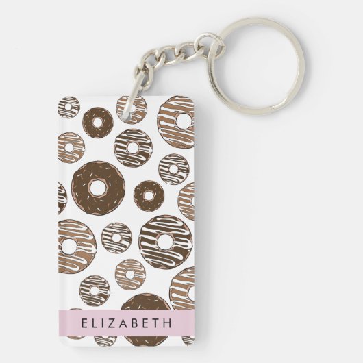 Chocoladedonuts, karameldonuts, ijs, Jouw naam Sleutelhanger (achterkant)