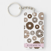 Chocoladedonuts, karameldonuts, ijs, Jouw naam Sleutelhanger (Voorkant)