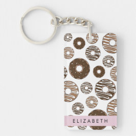 Chocoladedonuts, karameldonuts, ijs, Jouw naam Sleutelhanger