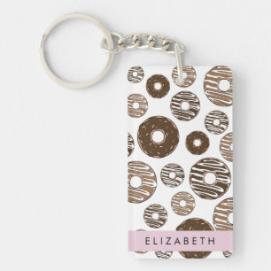 Chocoladedonuts, karameldonuts, ijs, Jouw naam Sleutelhanger