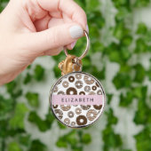 Chocoladedonuts, karameldonuts, ijs, Jouw naam Sleutelhanger (Hand)