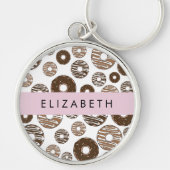 Chocoladedonuts, karameldonuts, ijs, Jouw naam Sleutelhanger (Voorkant)