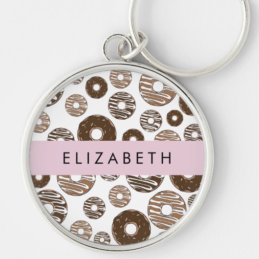 Chocoladedonuts, karameldonuts, ijs, Jouw naam Sleutelhanger (Voorkant)