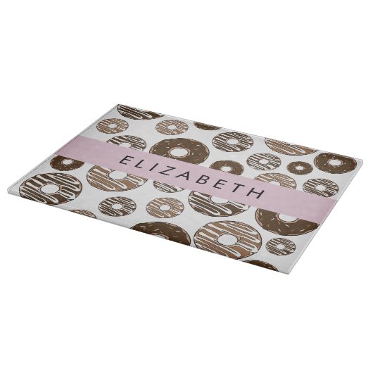 Chocoladedonuts, karameldonuts, ijs, Jouw naam Snijplank (Hoek)