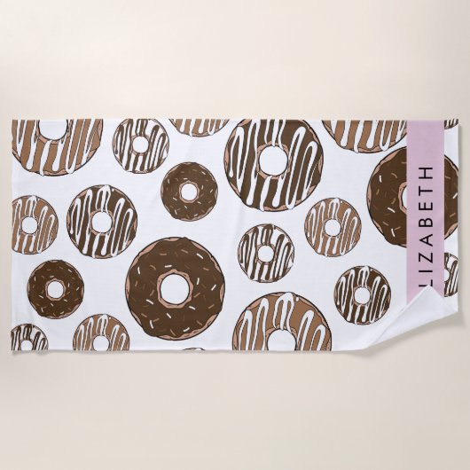 Chocoladedonuts, karameldonuts, ijs, Jouw naam Strandlaken (Voorkant)