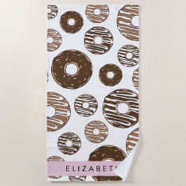 Chocoladedonuts, karameldonuts, ijs, Jouw naam Strandlaken
