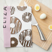 Chocoladedonuts, karameldonuts, ijs, Jouw naam Theedoek (Quarter Fold)