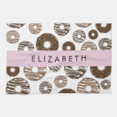 Chocoladedonuts, karameldonuts, ijs, Jouw naam Theedoek (Horizontaal)