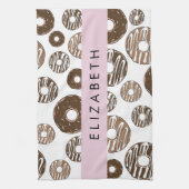 Chocoladedonuts, karameldonuts, ijs, Jouw naam Theedoek (Verticaal)