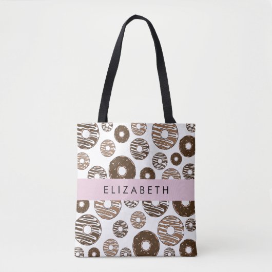 Chocoladedonuts, karameldonuts, ijs, Jouw naam Tote Bag (Voorkant)