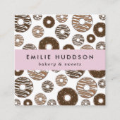 Chocoladedonuts, zoet, keukenwinkel, banketbakkers vierkante visitekaartje (Voorkant)
