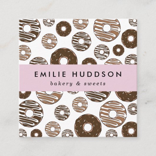 Chocoladedonuts, zoet, keukenwinkel, banketbakkers vierkante visitekaartje (Voorkant)