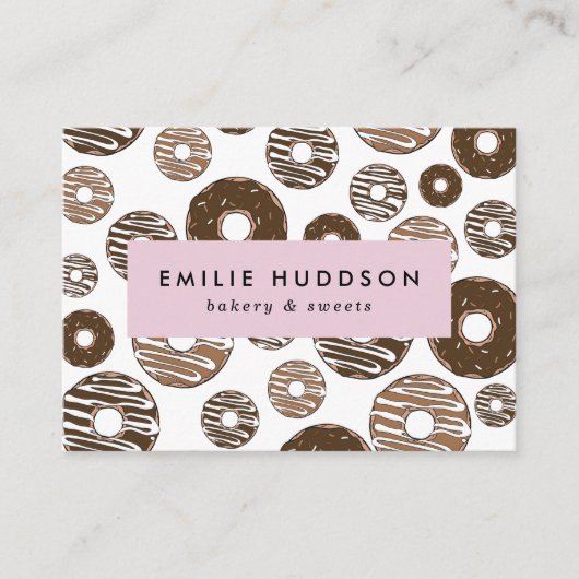 Chocoladedonuts, zoet, keukenwinkel, banketbakkers visitekaartje (Voorkant)