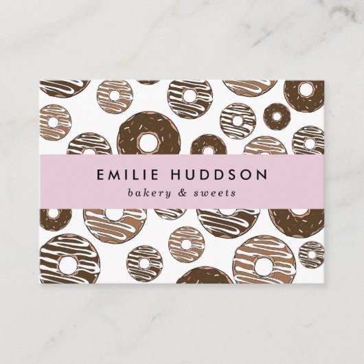 Chocoladedonuts, zoet, keukenwinkel, banketbakkers visitekaartje (Voorkant)