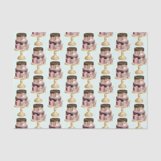 Chocoladedruppels en Roos Gold Luxury Cake Pattern Tissuepapier (Voorkant)