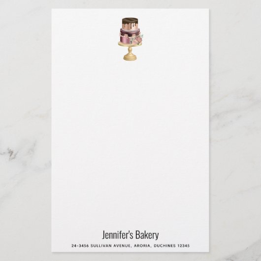 Chocoladedruppels en Roos Gouden Luxe Cake Briefpapier (Voorkant)