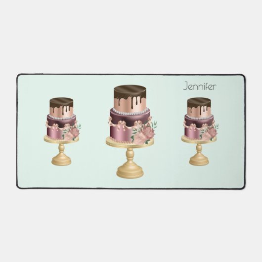 Chocoladedruppels en Roos Gouden Luxe Cake Bureaumat (Voorkant)