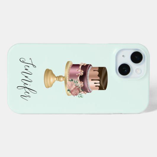 Chocoladedruppels en Roos Gouden Luxe Cake Case-Mate iPhone Case (Achterkant (horizontaal))
