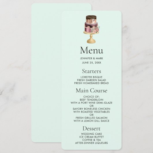 Chocoladedruppels en Roos Gouden Luxe Cake Kaart (Voorkant / Achterkant)