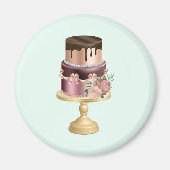 Chocoladedruppels en Roos Gouden Luxe Cake Magneet (Voorkant)