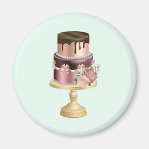 Chocoladedruppels en Roos Gouden Luxe Cake Magneet