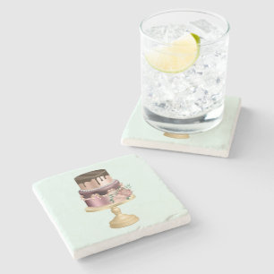 Chocoladedruppels en Roos Gouden Luxe Cake Stenen Onderzetter