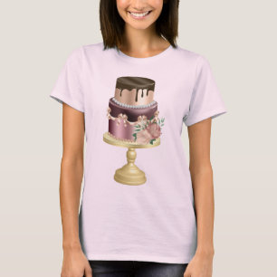 Chocoladedruppels en Roos Gouden Luxe Cake T-shirt