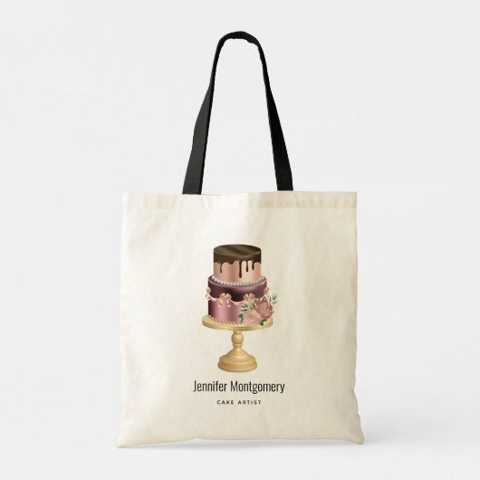Chocoladedruppels en Roos Gouden Luxe Cake Tote Bag (Achterkant)