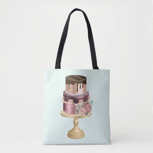 Chocoladedruppels en Roos Gouden Luxe Cake Tote Bag (Voorkant)