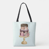 Chocoladedruppels en Roos Gouden Luxe Cake Tote Bag (Achterkant)