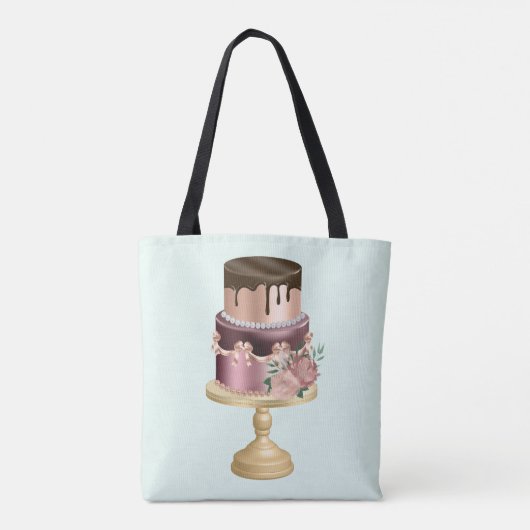 Chocoladedruppels en Roos Gouden Luxe Cake Tote Bag (Achterkant)