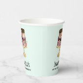 Chocoladedruppels en Roos Gouden Luxe Cake Verjaar Papieren Bekers (Rechts)