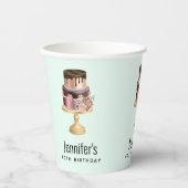 Chocoladedruppels en Roos Gouden Luxe Cake Verjaar Papieren Bekers (Voorkant)