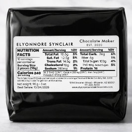 Chocoladefabrikant Voedingswaarde Verpakking Etiket