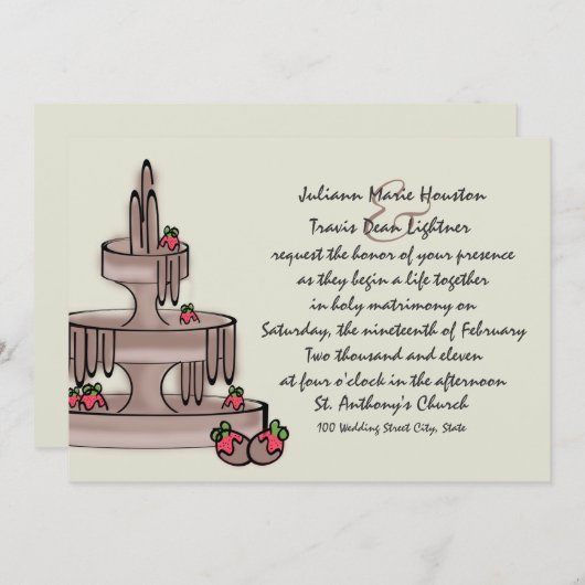 Chocoladefontein en aardbeien kaart (Voorkant / Achterkant)