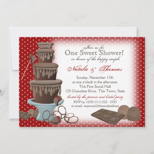 Chocoladefontein Vrijgezellenfeest rood Kaart (Voorkant)