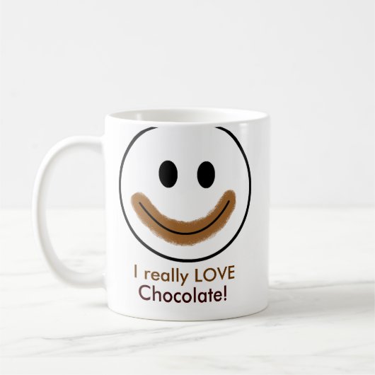 Chocoladegezicht "Ik hou echt van chocolade!" Koffiemok (Links)