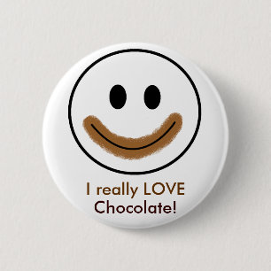 Chocoladegezicht "Ik hou echt van chocolade!" Ronde Button 5,7 Cm