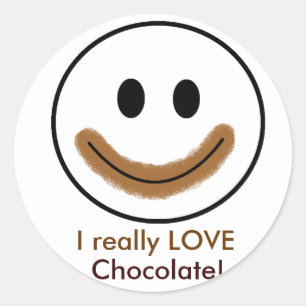 Chocoladegezicht "Ik hou echt van chocolade!" Ronde Sticker