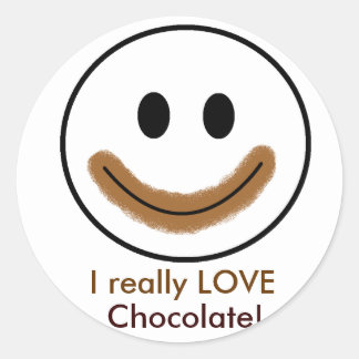 Chocoladegezicht "Ik hou echt van chocolade!" Ronde Sticker