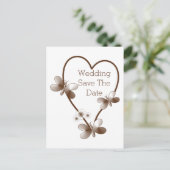 Chocoladehart en vlinders bewaren de datum briefkaart (Staand voorkant)