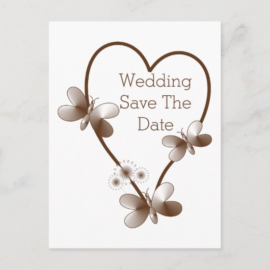 Chocoladehart en vlinders bewaren de datum briefkaart (Voorkant)