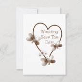 Chocoladehart en vlinders bewaren de datum kaart (Voorkant)