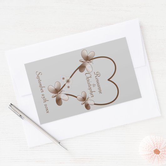 Chocoladehart en vlinders Wijnflesje Etiket (Envelop)